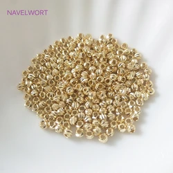 14K/18K Gold Überzogene Diamant-Cut Perlen Für Schmuck Machen, messing Metall Groß Runde Spacer Perlen DIY Schmuck Liefert Großhandel