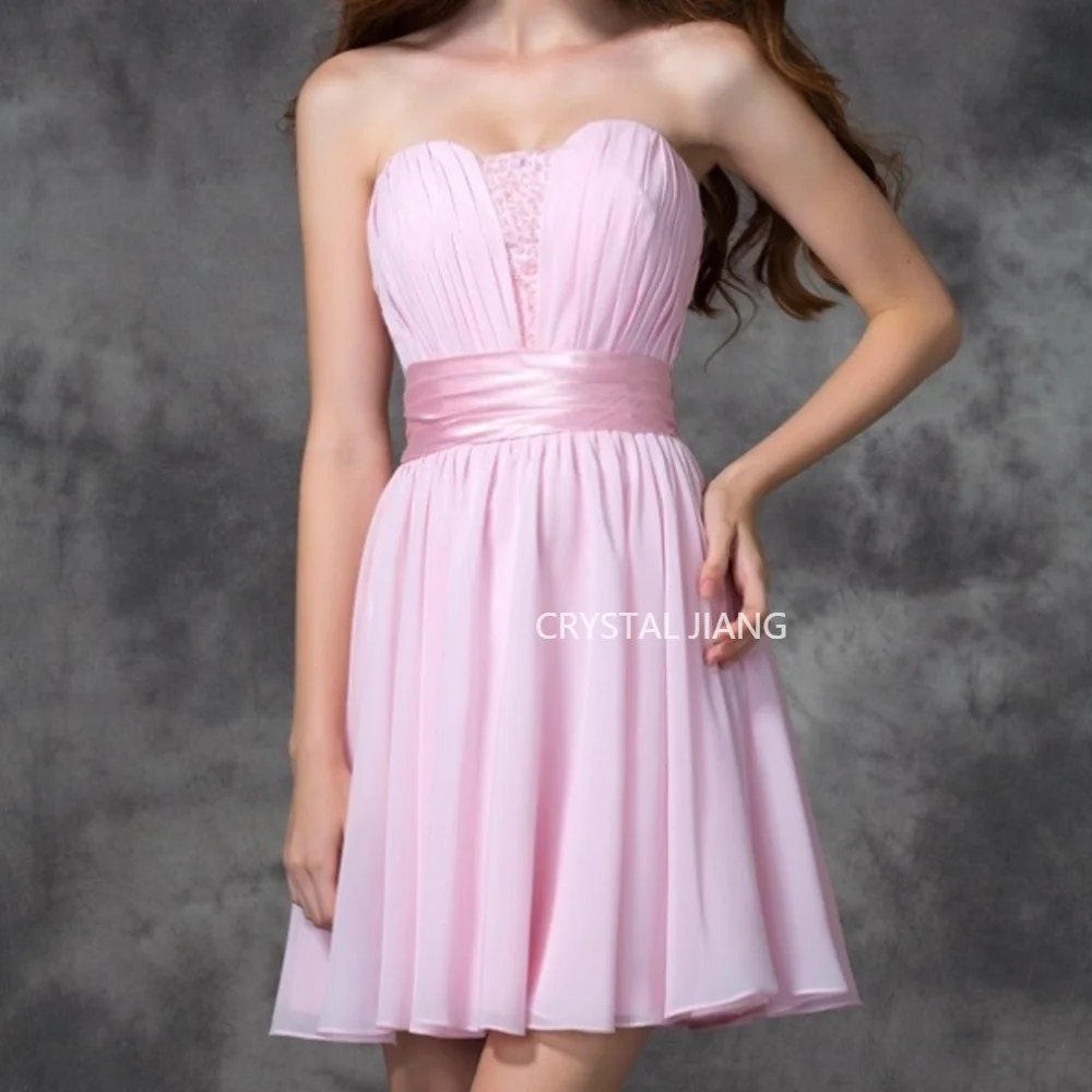 

Elegant Short Sweetheart Chiffon Homecoming Dresses Zipper Back A Line Knee Length Prom Dress Robe de soirée for Women