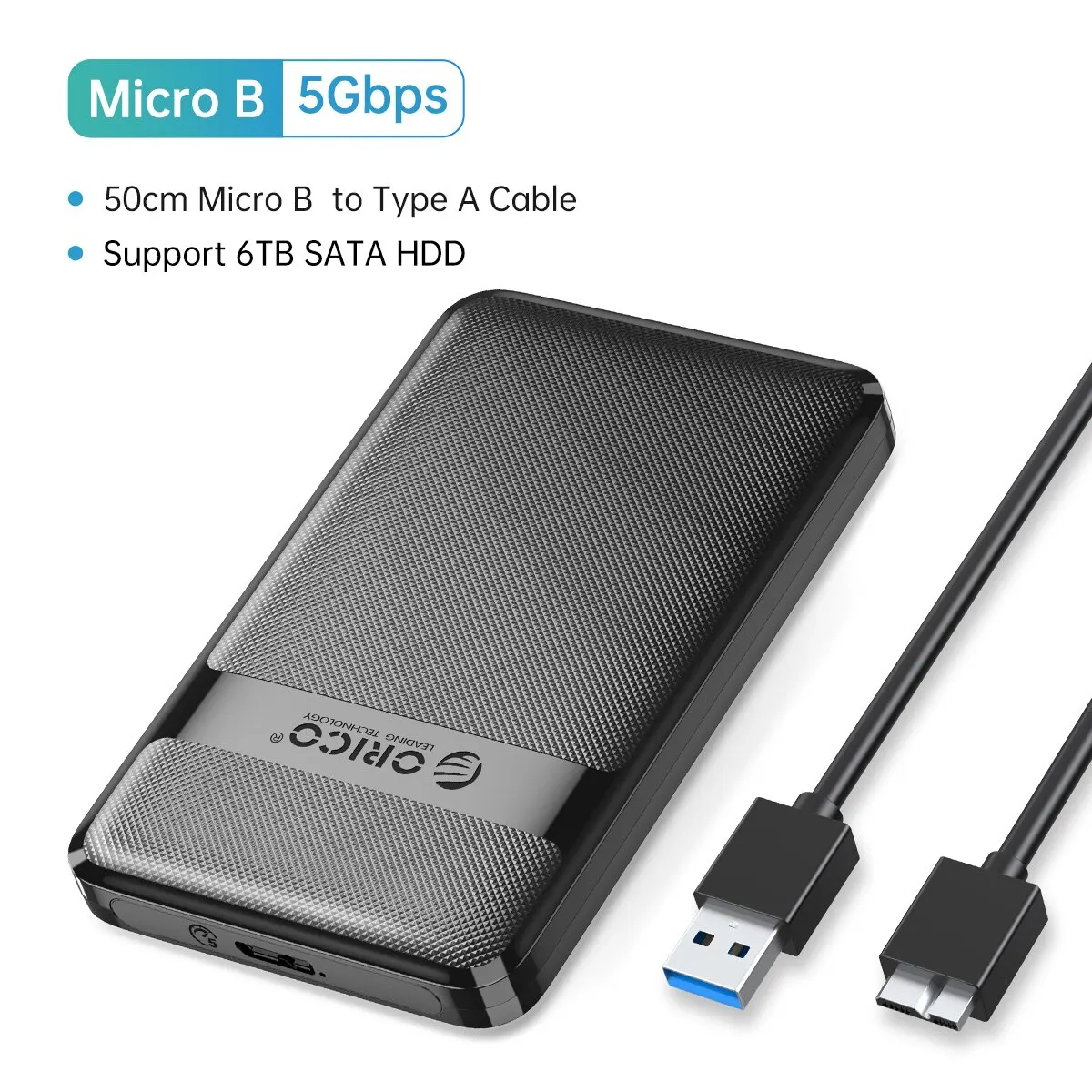 ORICO Festplattengehäuse 2,5 Zoll SATA zu USB3.0/Typ-C Festplattengehäuse 6 Gbit/s Max. USB-C Externes SATA-Festplattengehäuse unterstützt Auto-Sleep