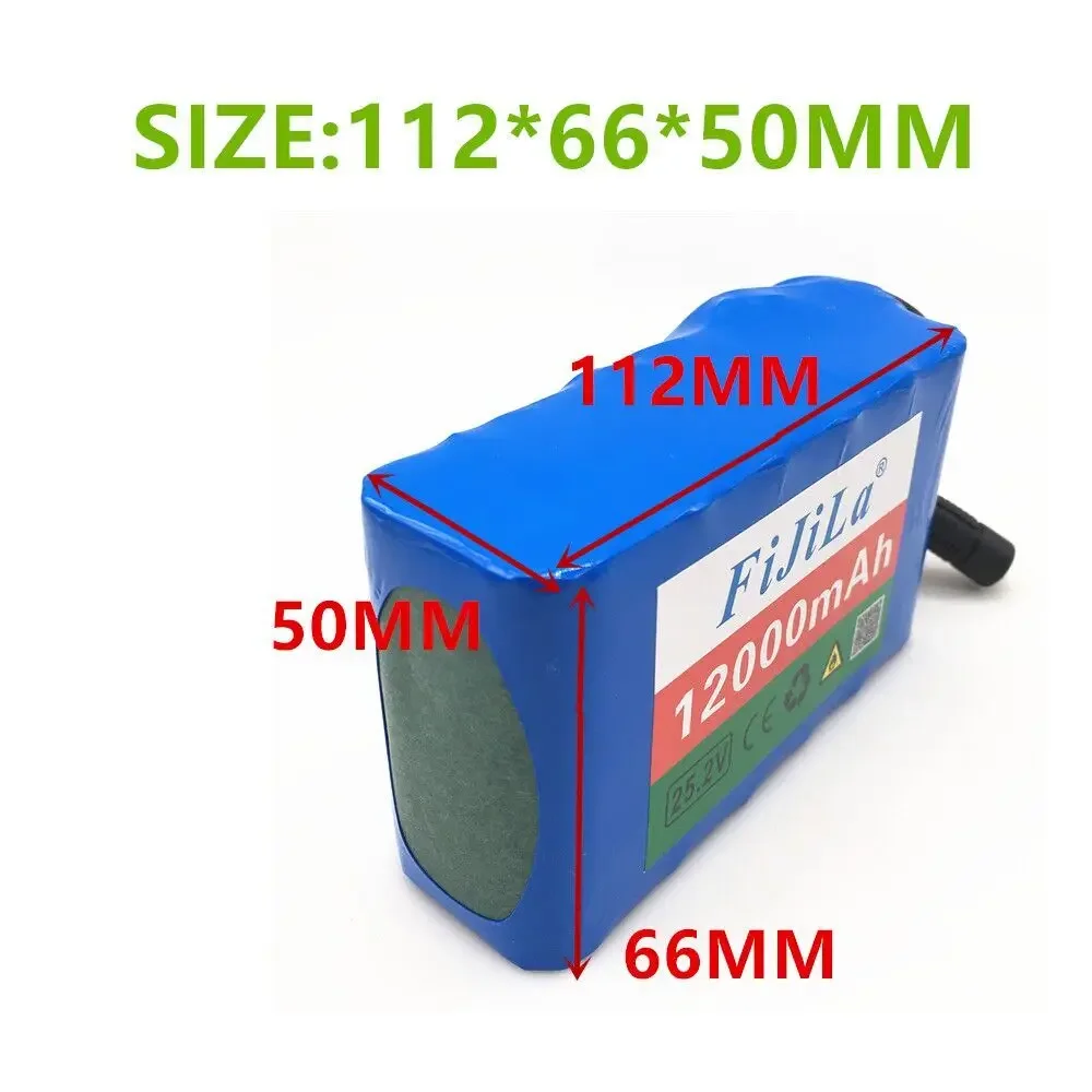 24V 12.0 Ah 6s 2p 18650 lithium ion battery 25.2 v 12000mAh electric bike moped lithium ion battery with BMS charger