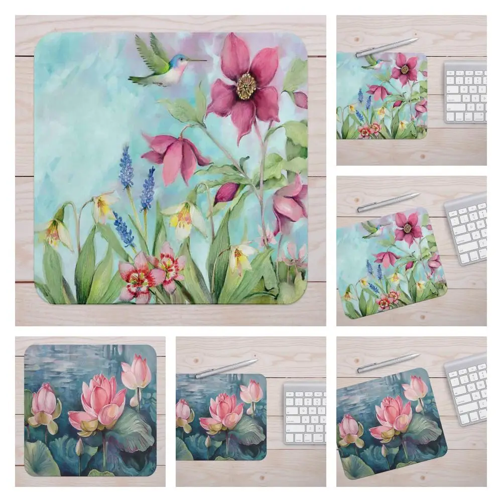 Hot-Selling Beautiful Watercolor Flowers Mouse Pads Comfortable Gaming Mousepad Mouse Mat Keyboard Mats Desk Pad 22x18cm