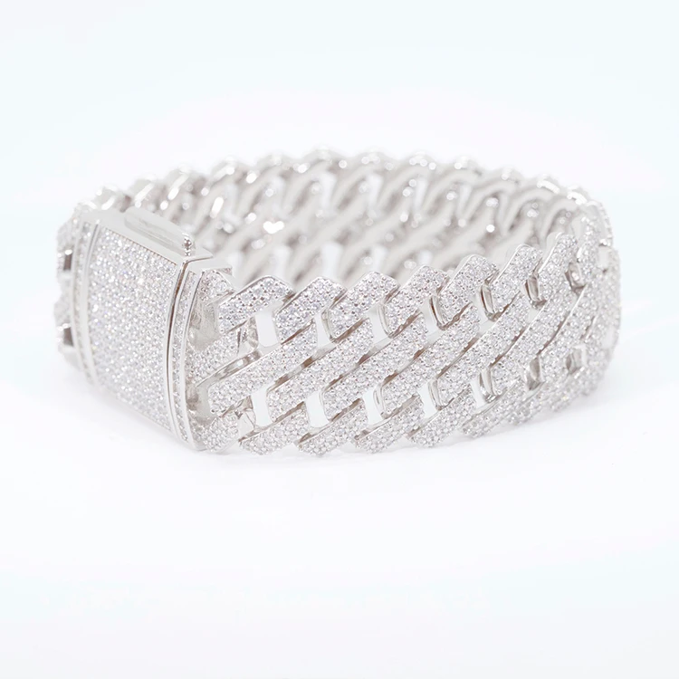 

Yu ying Gems Unique design Jewelry 925 Silver VVS Moissanite Watch Hip Hop Bracelet Iced Out Cuban Link Bracelet