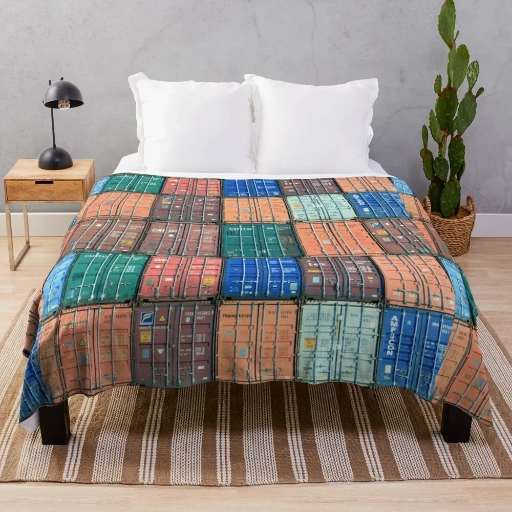 

For the Love of Shipping Containers Throw Blanket Stain Resistant Cozy Warm Blanket
