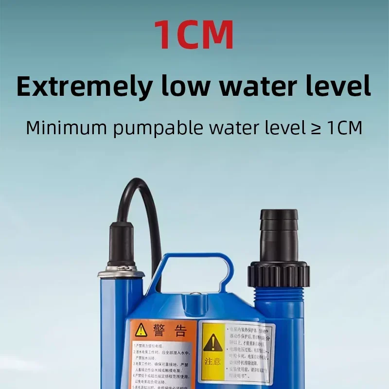 220 V elektrische Tauchpumpe mit niedrigem Wasserstand, Teichpumpe, Wasserpumpe für Gartenbewässerung, automatische Abwasserpumpe