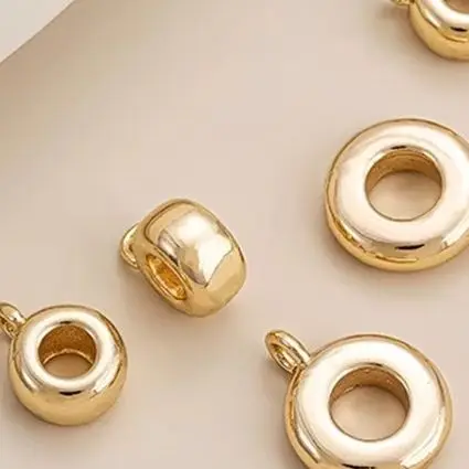 

14K Gold-Plated Copper Spacer Beads Wheel Beads with Open Ring Hanging Ring DIY Bracelet And String Accessories