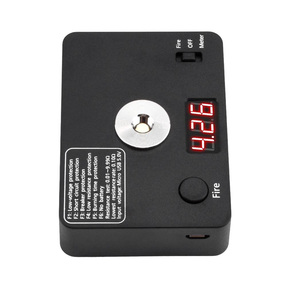 521 TAB Mini Coil Burning Measure Building Platform V3 0.01~9.99 Ohm Resistance Test/Fire/Micro USB Charging Fit 18650 Battery