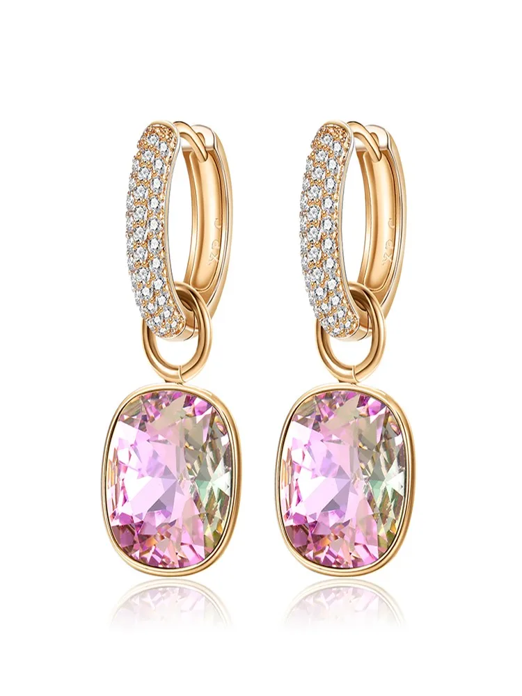 Kolczyki Xuping Jewelry, kwadratowe, luksusowe, wykwintne, pozłacane, z kryształami, dla kobiet, prezent A00606258 — zdjęcie 2