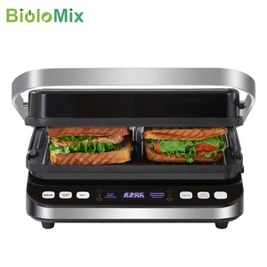Biolomix 2000W 전기 연락처 Grill Digital Griddle 및 Panini Press, 옵션 와플 메이커 플레이트, 180도 바베큐 개방 8 최고의 판매 전기 실내 그릴 - №1