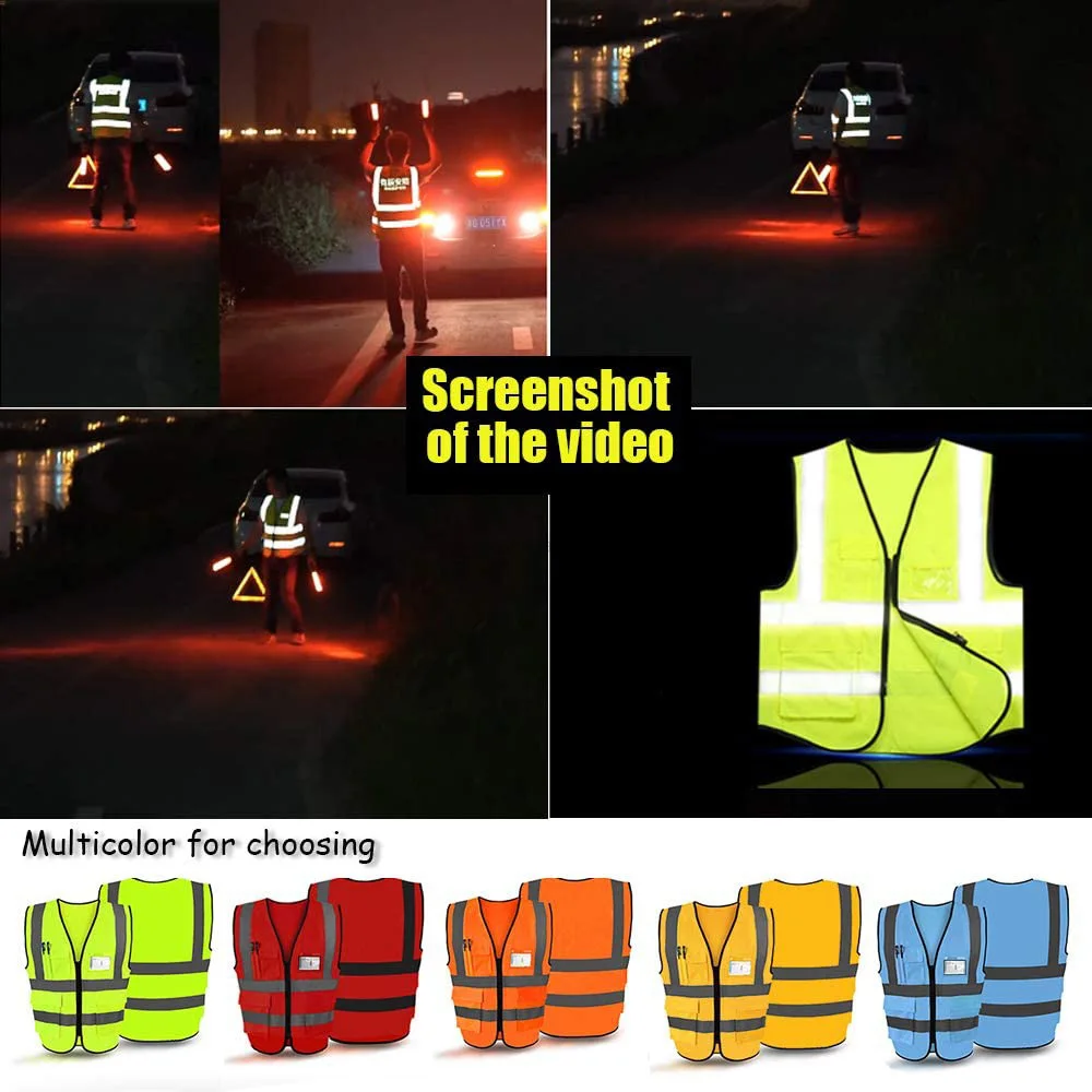 Hi Vis-Chaleco de seguridad con tiras reflectantes para mujer, chaleco de trabajo al aire libre, personalizado con su logotipo, 5 bolsillos