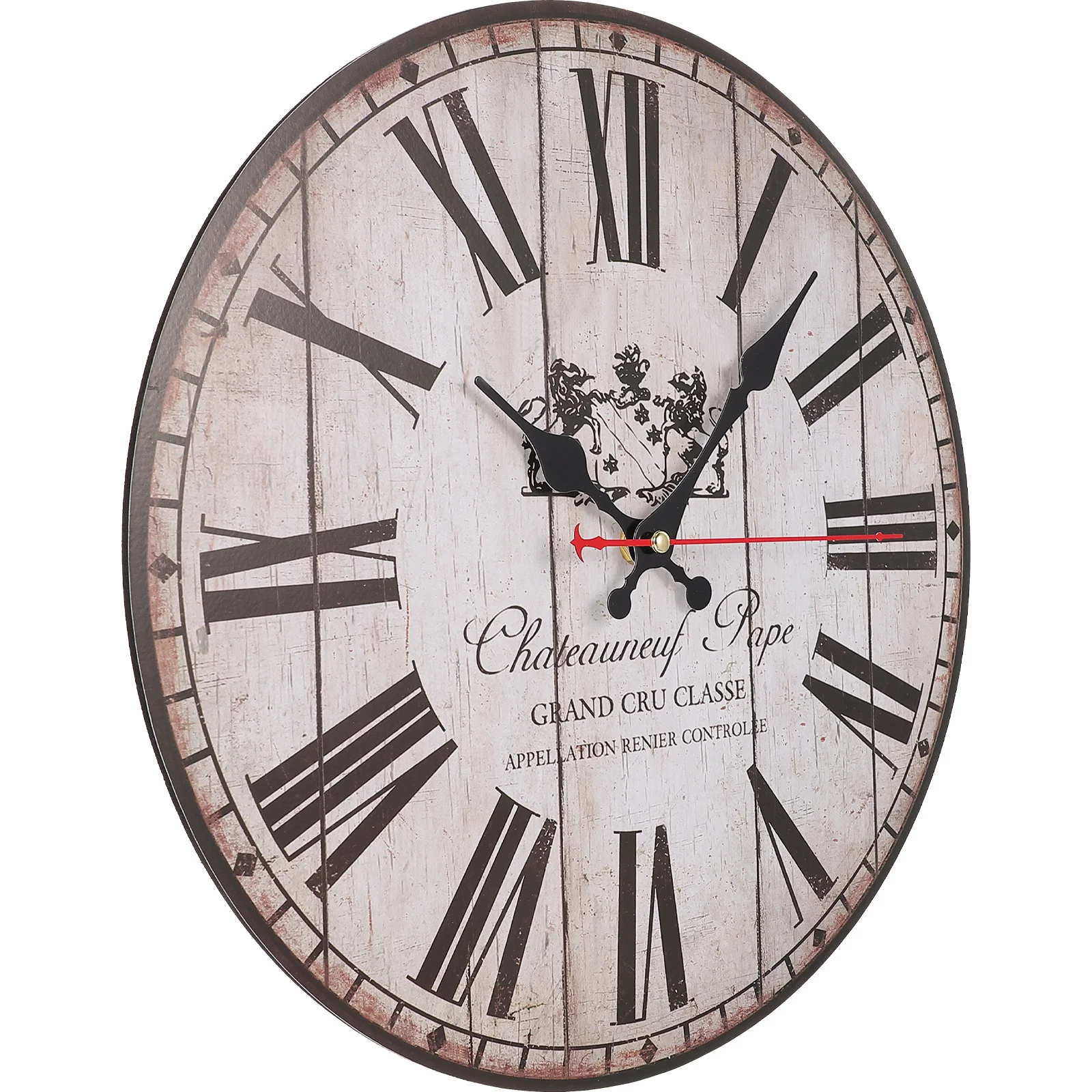 

Creative Mute Wall Clock Silent Non-Ticking Mechanism Easy to Read Dial for Living Room Bedroom Study Decor Rustic Chic Round