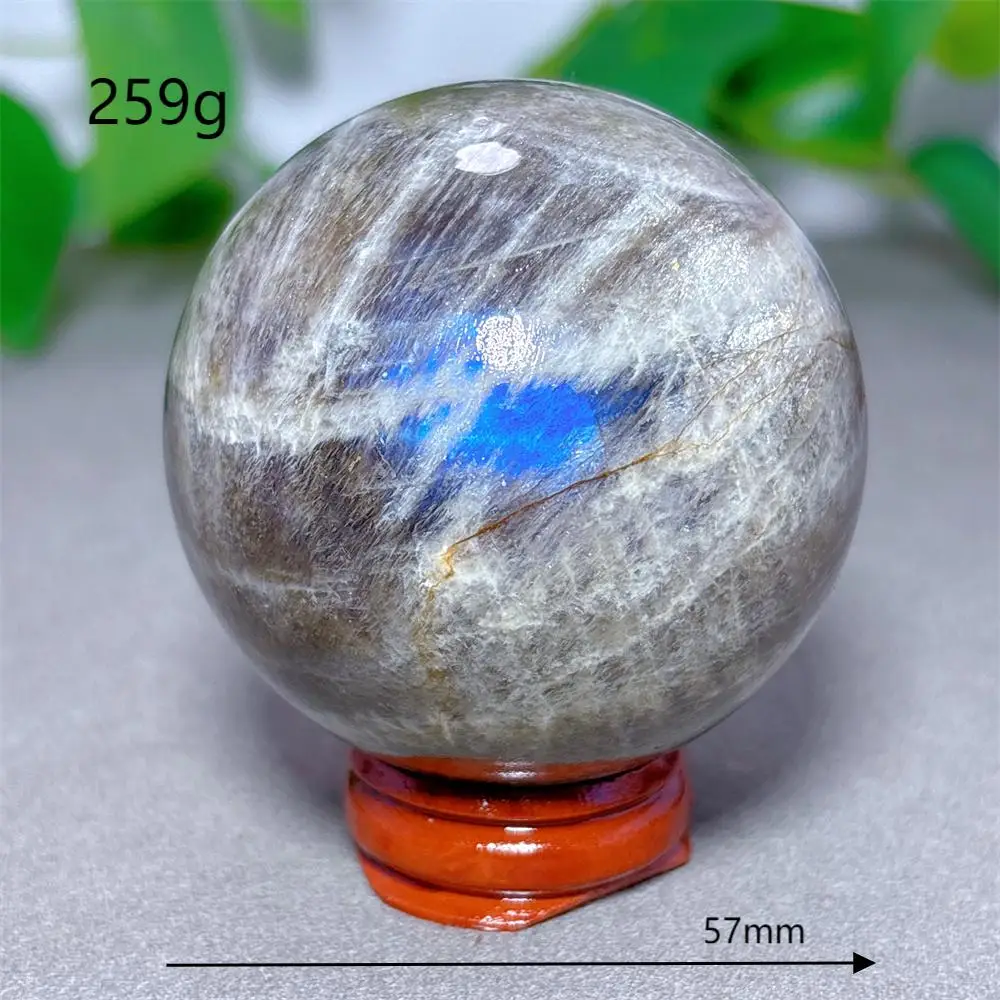 Blauwe Maansteen Bol Kristal Natuursteen Kwarts Mineralen Huisdecoratie Reiki Tuingeschenken Energie Genezing Geluk Liefde +Stand