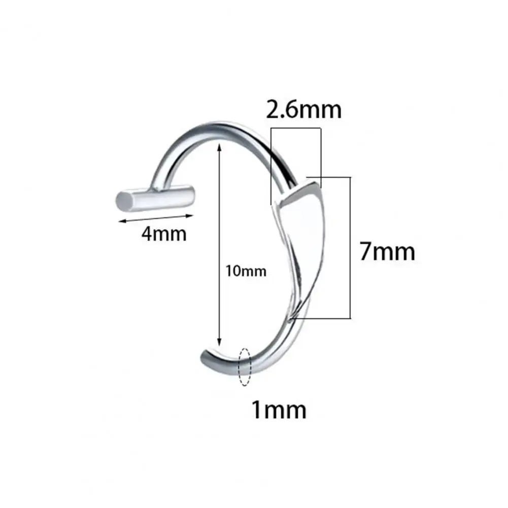 2PCS Trendy 10mm Stainless Steel Punk Clip on Fake Piercing Nose Wrap Lip Rings Unisex Nose Ring Women Men Tusk Body Jewelry