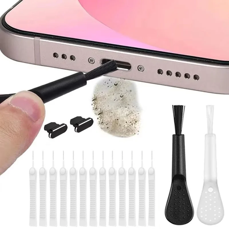 Mobile Phone Charging Port Anti Dust Plug Cleaning Brush Cellphone Cleaning Brush Kit Computer Keyboard Cleaning Tool For iPhone