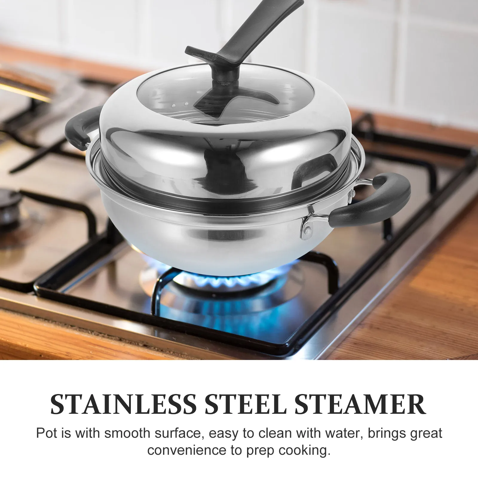 

Stainless Steel Pot Reusable Soup Cookware Noodle Stainless Steel Steaming Pot Saucepot Easy Clean Kitchen Helper