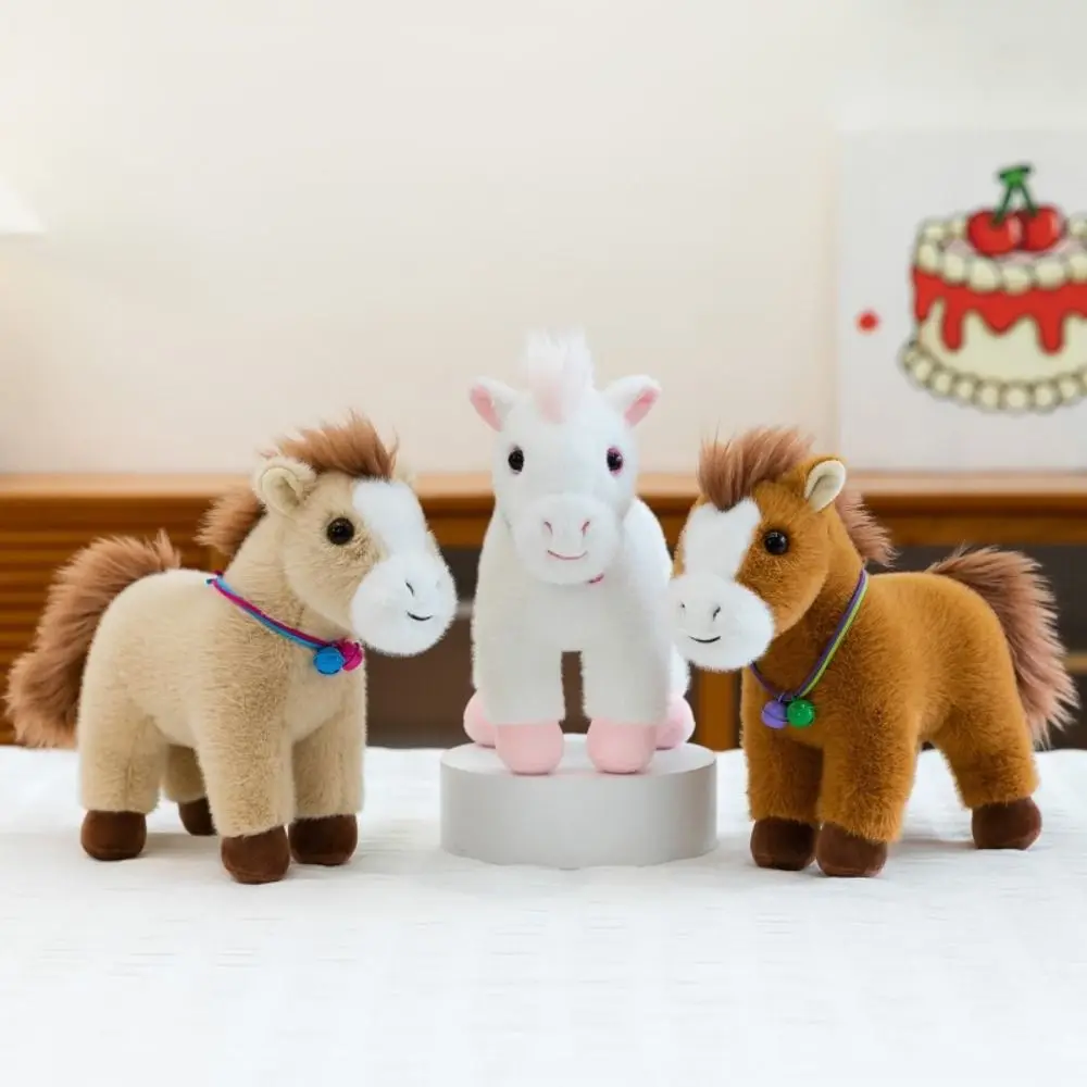 

Funny Creative Horse Doll Cute Fluffy Cartoon Steed Doll 23CM with Bell Horse Pillow Home Decoration