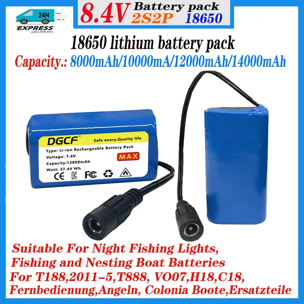 7.4V 2S2P 12800Mah Battery For V020 V900 2011-5 V007 C18 H18 V18 D18B FX88 Remote Control RC Fishing Bait Boat Battery Parts