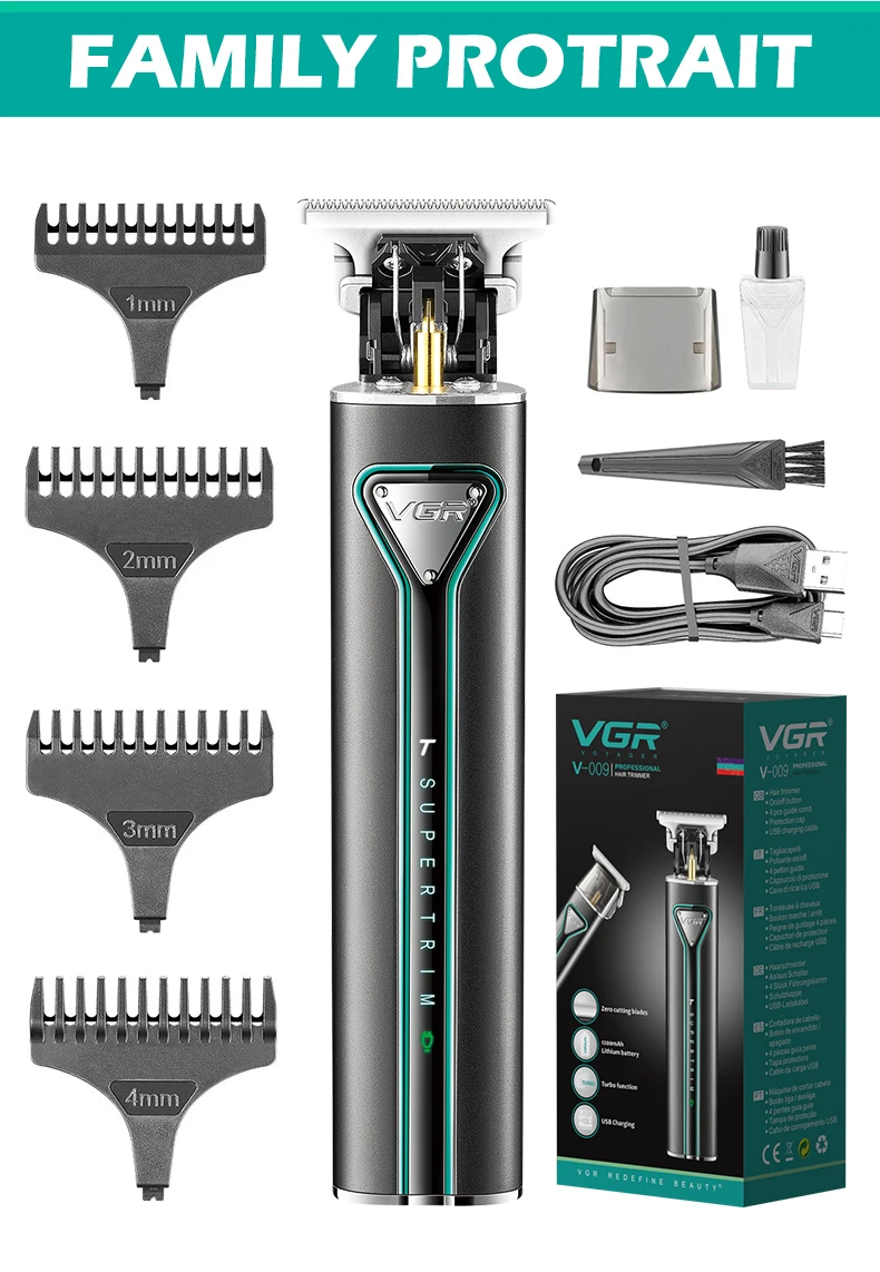Tondeuse à Cheveux Professionnelle VGR V-181 - Sans Fil Et USB - Couleur Or