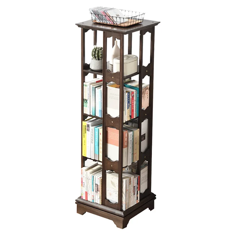 

Solid wood rotating bookshelf, floor combination bookcase, household storage furniture storage rack