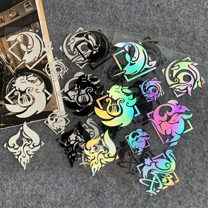 Genshin Impact Peripheral Seven Element Stickers Tram Car Window Animation Game Decoration Reflective Body Stickers