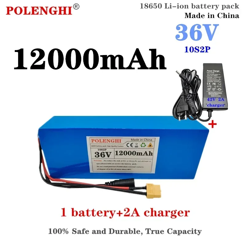 

POLENGHI XT-60 plug 10S2P 36V 12000mAh 18650 rechargeable lithium-ion battery pack with built-in BMS circuit protection board