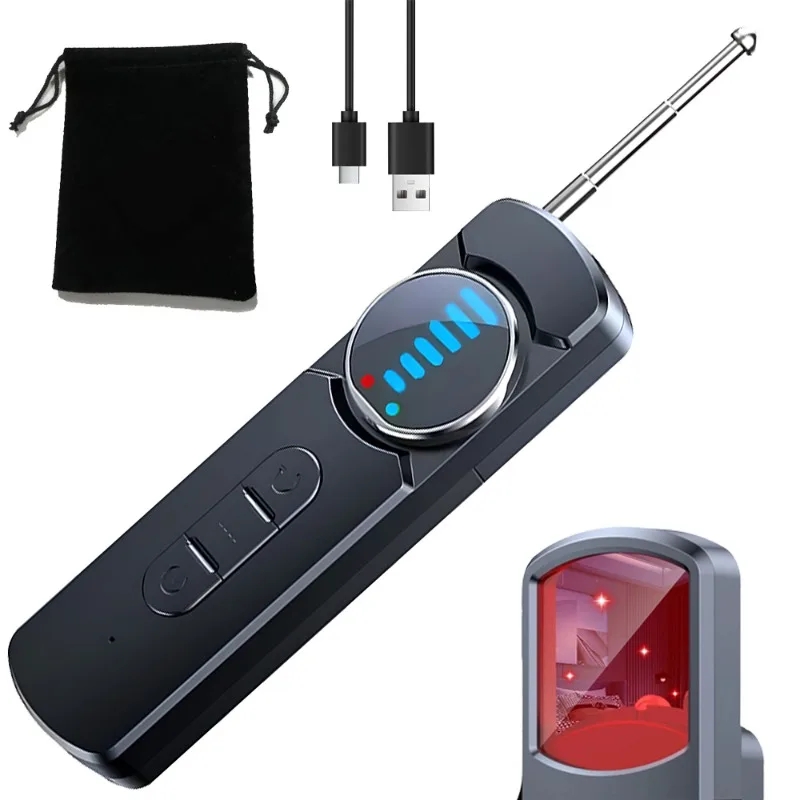 Détecteur de signaux sans fil anti-espionnage, sensibilité réglable sur 5 niveaux, plage de fréquences de 1 MHz à 6,5 GHz, détecteur de caméras cachées et d'appareils d'écoute pour la maison, l'hôtel, le bureau, dispositif de protection de la vie privée contre la surveillance.