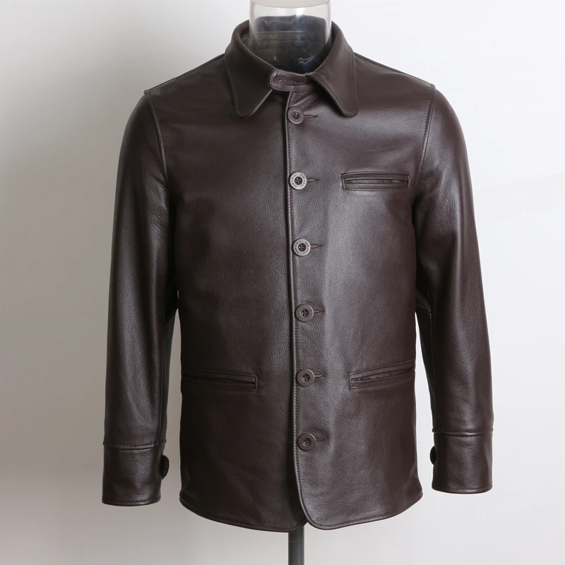

Куртка из натуральной кожи, мужская одежда, весна-осень, мужские деловые повседневные пальто из воловьей кожи, кожаная куртка Chaquetas Hombre