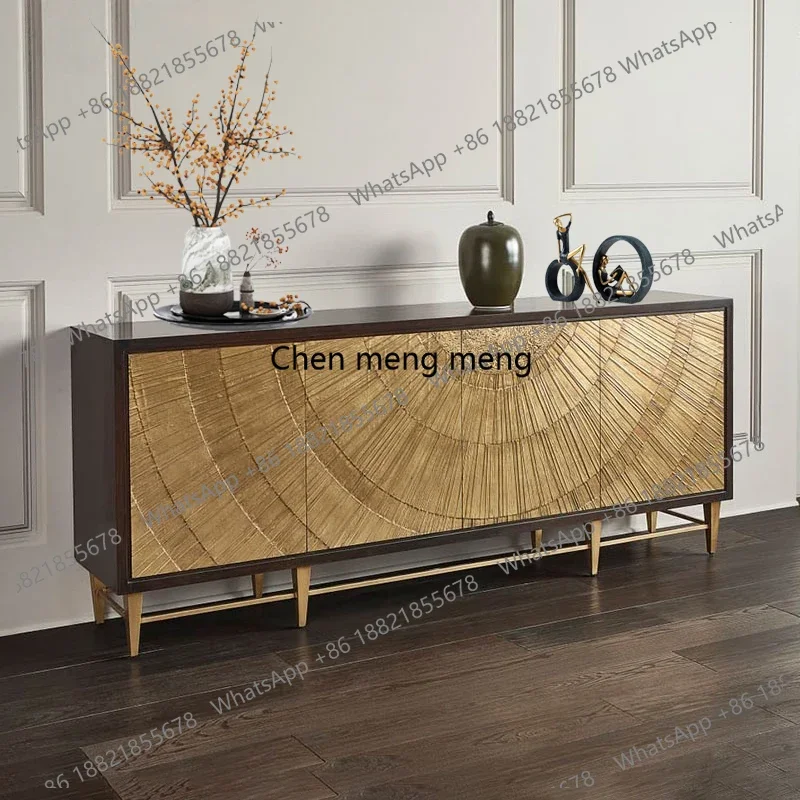 

Medieval solid wood dining side cabinet, retro high-end living room entrance cabinet, decorative locker