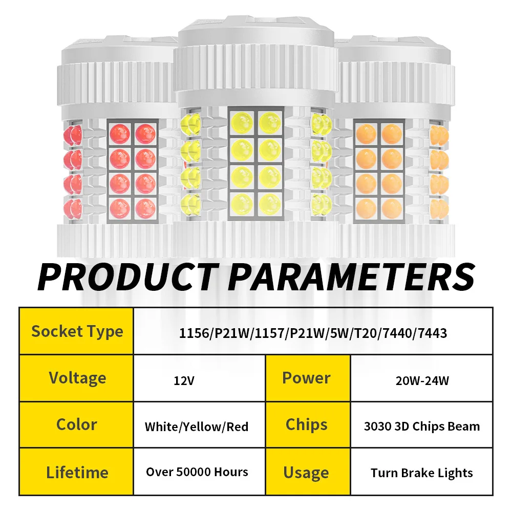 2×1156 led canbus BA15S P21W LED TURN SIGANL LAMP 1157 bay15d py21w led reversing lamp 3157 T20 7440 TAILLIGHT 7443 brake light