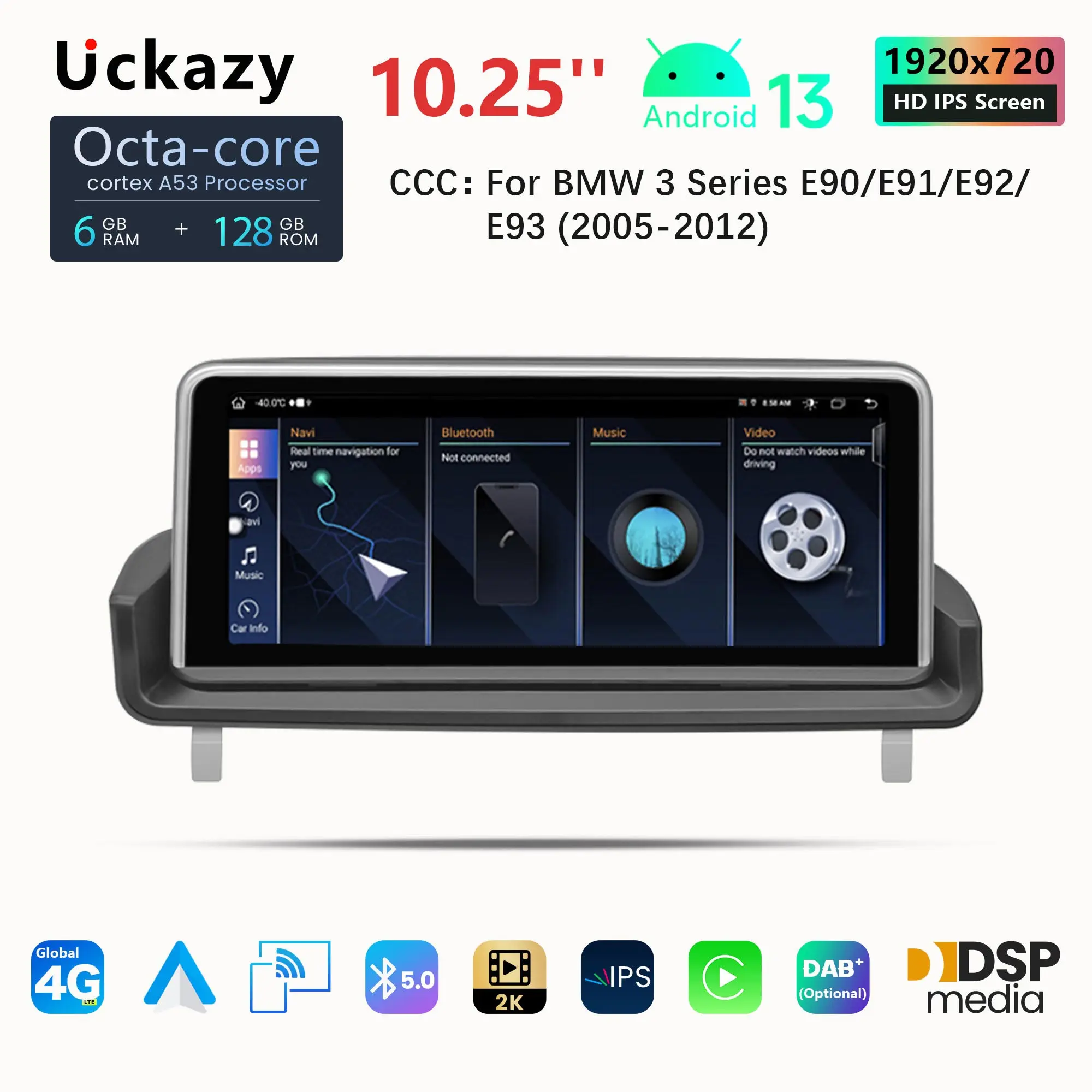 Wireless Carplay 8 Core Android 13 Car Radio For BMW E90 E91 E92 E93 2005-2012 Multimedia Screen Audio Head Unit idrive Stereo