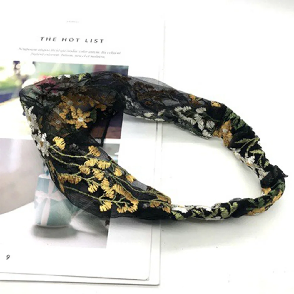 

Women Simple Korean Face Wash Lace Floral Hair Band Headdress Hair Accessories Turban Headband
