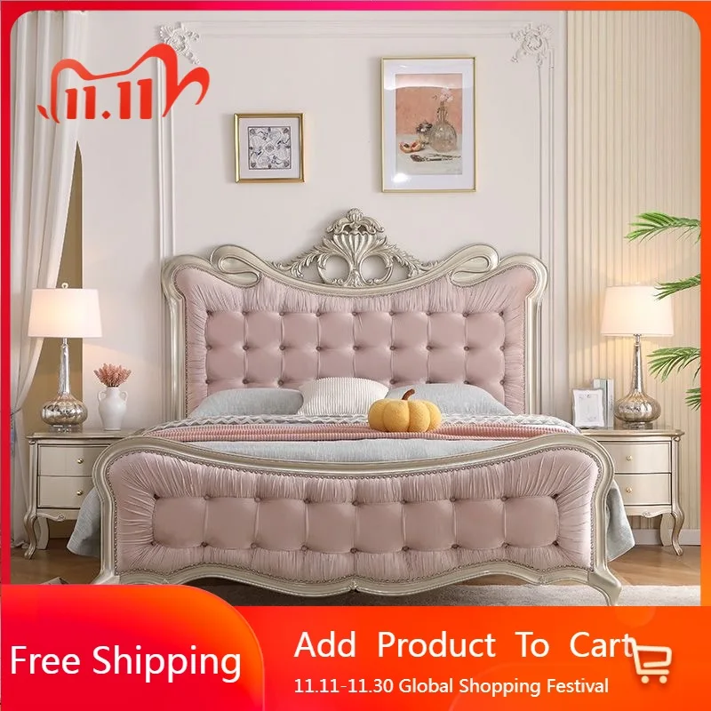 

Fashionable Comfortable Beds Luxury Frame Modern Aesthetics Beds MinimalistSimple Princess Aesthetics Wood Cama Casal Furniture