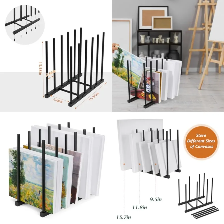 

Стеллаж для хранения картин и холстов, металлическая подставка для холстов и досок для рисования, черный