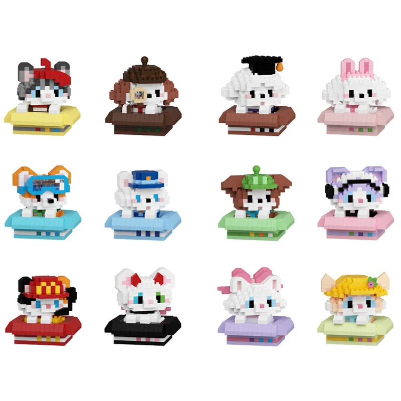 

Kawaii Mini Peekaboo Pet Dog Building Blocks Maltese Bichon Samoye Model 3D DIY Cat Brick Figures Toys For Kids Christmas Gift