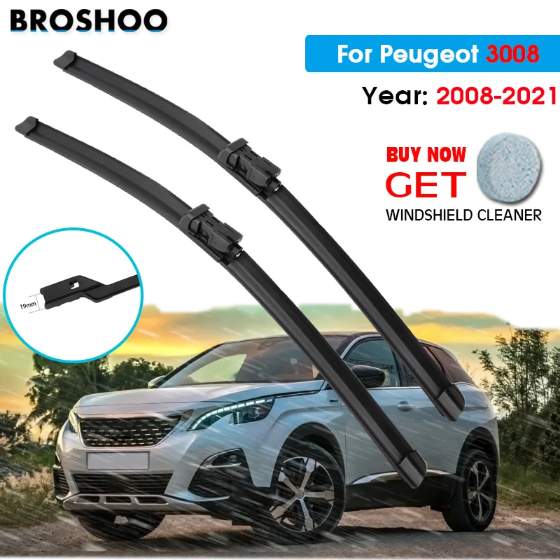 Car Wiper Blade For Peugeot 3008 2008-2018 2019 2020 2021 Auto Windscreen Windshield Wiper Blades Window Wash Push Button Arm