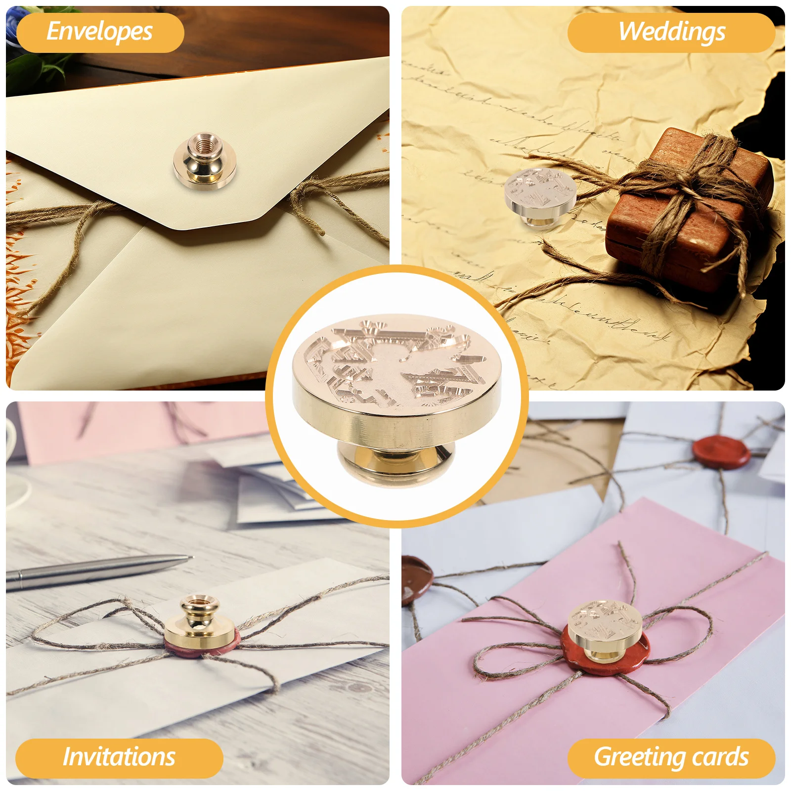 Copper Wax Seal Head Retro DIY Craft Letter Sealing Wax for Envelopes Invitation Cards Gift Packaging