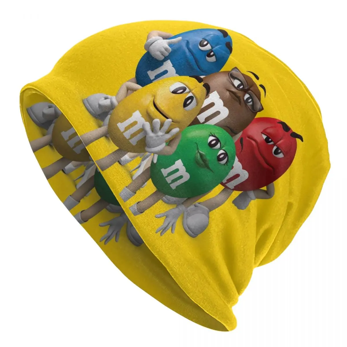 M&M's Chocolate Candy Meme Skullies Beanies Caps Unisex Winter Warm Knitted Hat Women Men Cool Adult Bonnet Hats Outdoor Ski Cap