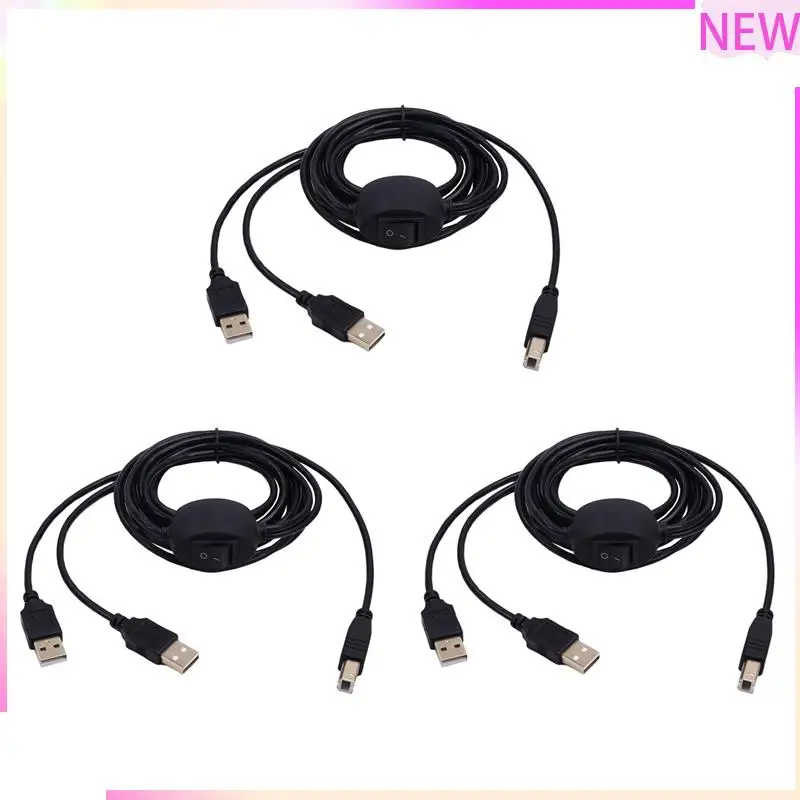 

B27B 3X 2 в 1 Кабель принтера USB A к B «папа-папа» Кабель принтера для Hp Canon Разветвитель принтера для двух компьютеров A