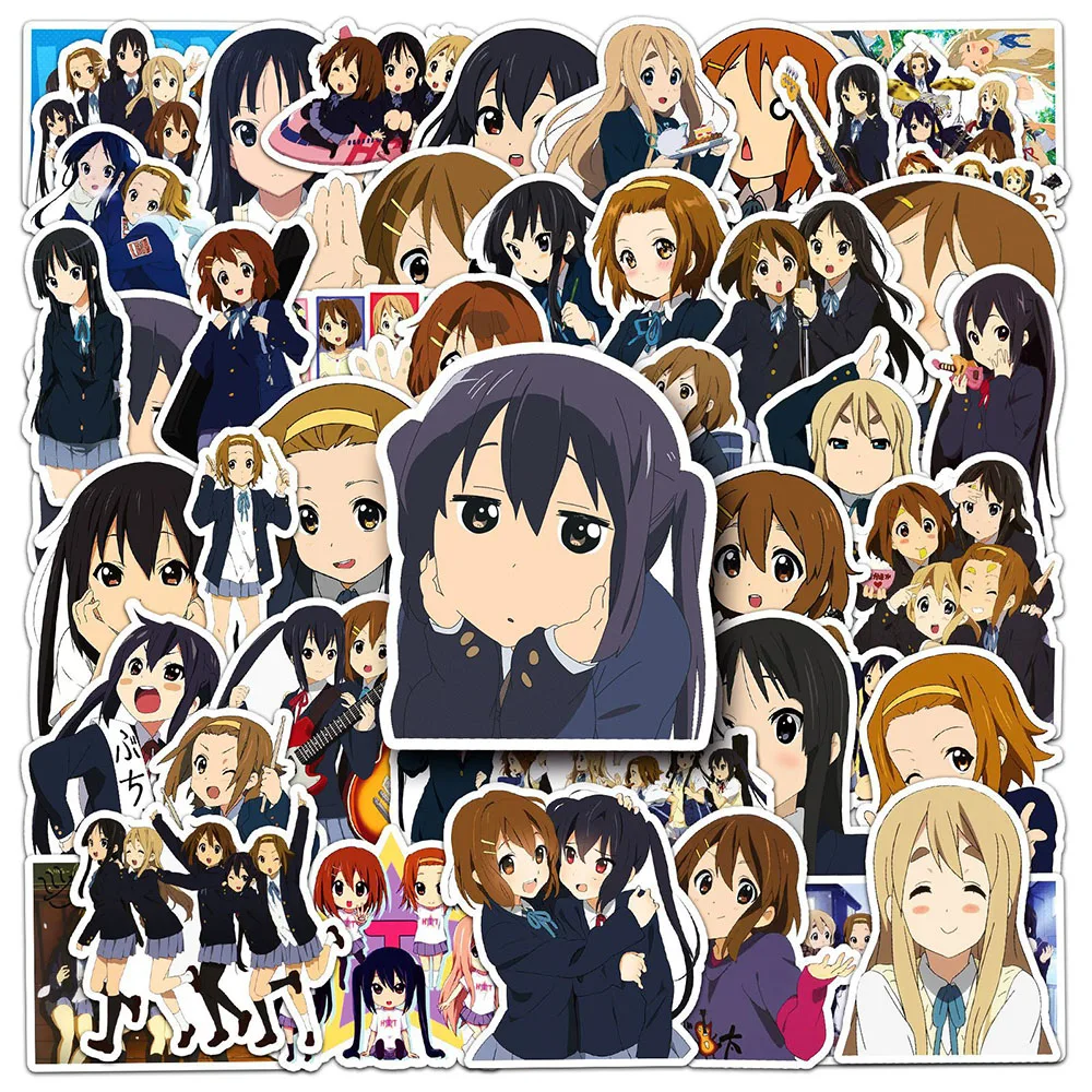 10/30/50PCS Anime naklejki K-ON kreskówka dziewczyna PVC naklejki dekoracyjne zabawna zabawka prezent wodoodporny DIY Laptop telefon walizka Notebook