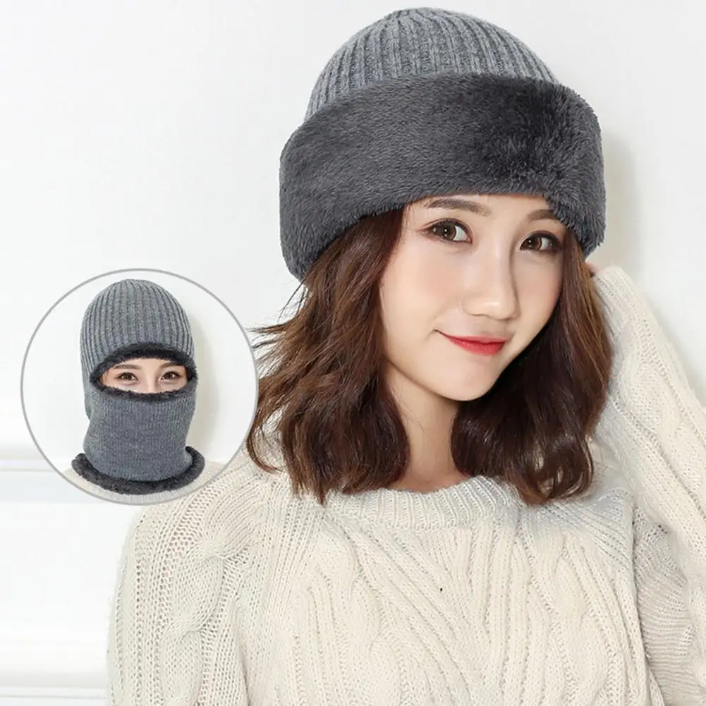 Warm Beanie Knitting Stretchy No Brim Fleece Lining Winter Hat Windproof Comfortable Winter Thick Fleece Warm Beanie Hat