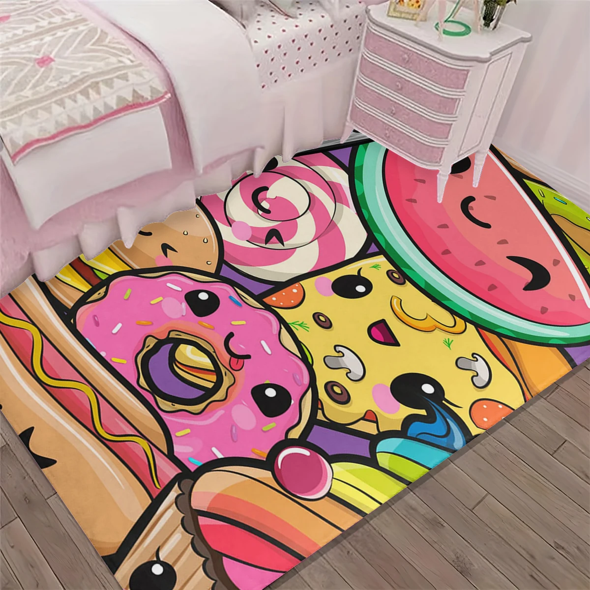 1Pc Black Background Red Leopard Print Lip Print Floor Mat, Atmospheric Bedroom and Dressing Room Decorative Mat