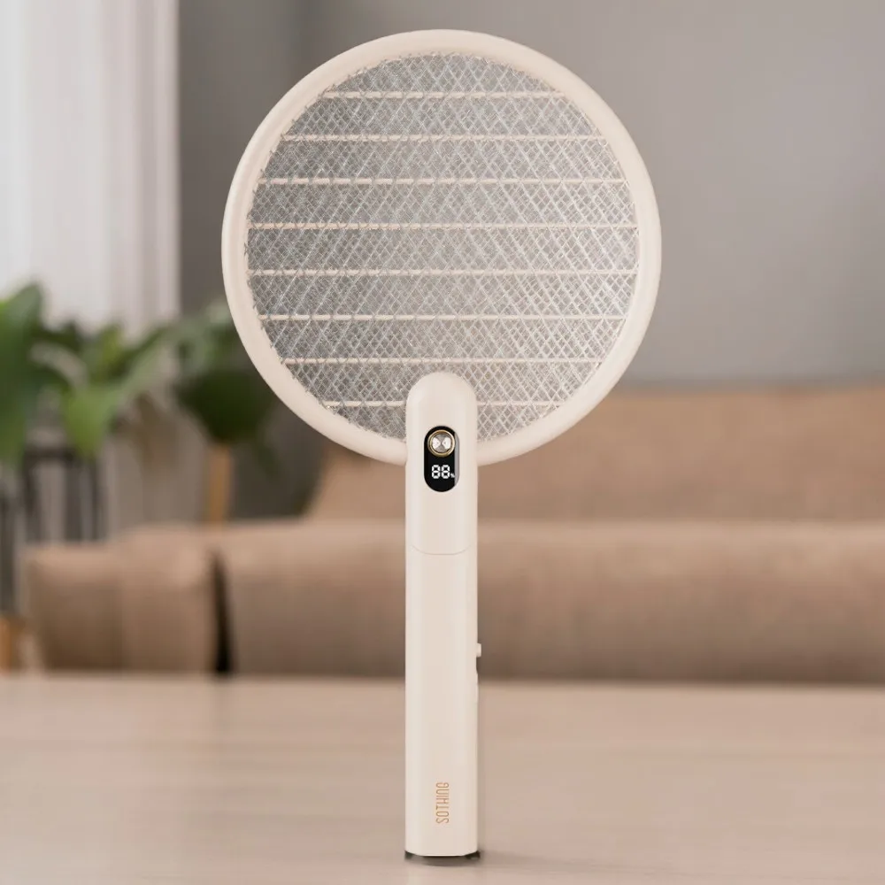 접이식 전기 모기장 트래핑 및 충전 LED 전기 플라이 스와터