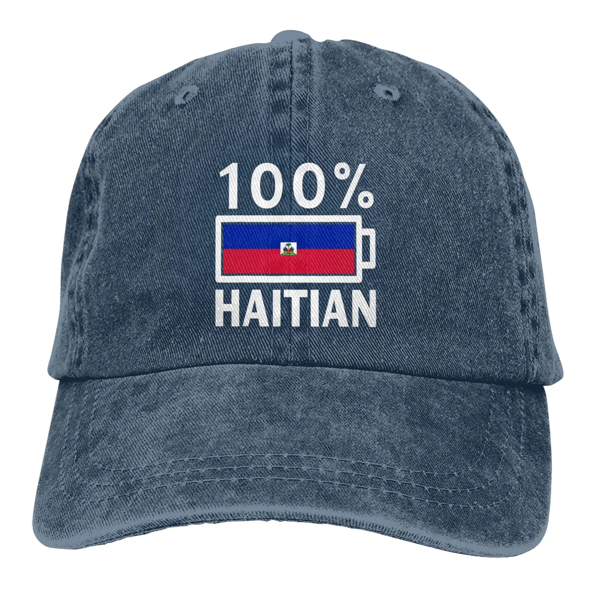 

Haiti Flag Athletic Denim Cowboy Cap Adult Adjustable Hats for Women Men All Seasons One Size Lightweight