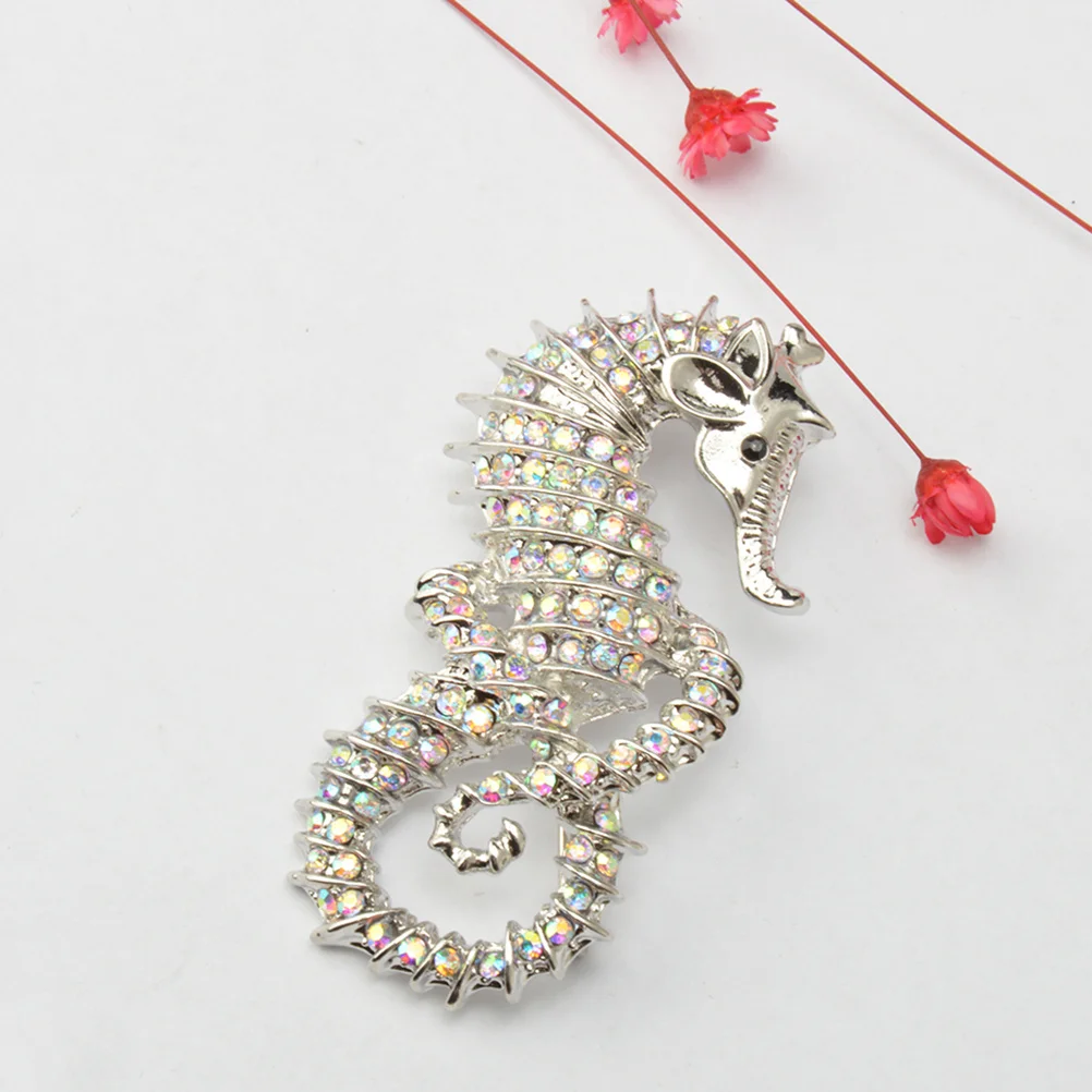 

Delicate Vintage Seahorse Brooch Crystal Rhinestone Pin Unique Jewelry Gift for Men Women Daily Wear Seahorse Brooch