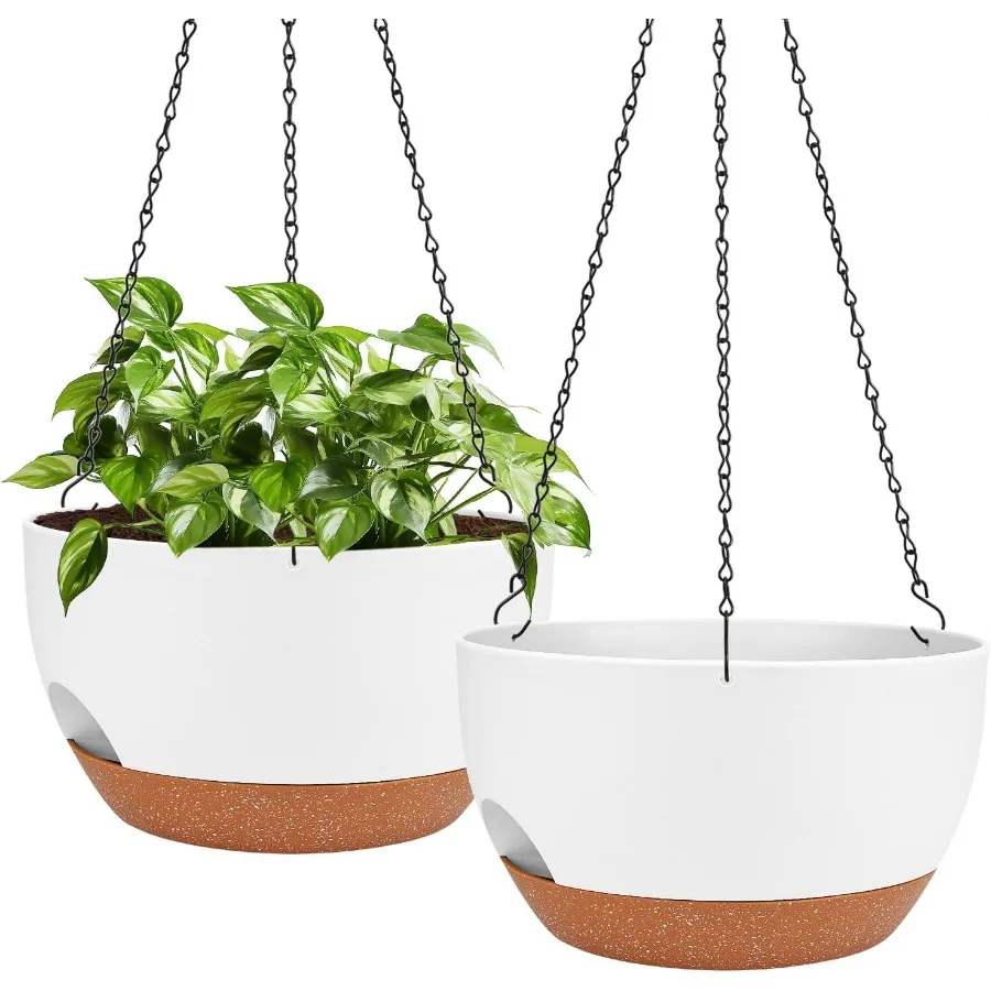 

Подвесные горшки для уличных комнатных растений, 2 упаковки, 12-дюймовые подвесные корзины для растений, уличные самополивающиеся подвесные горшки с план