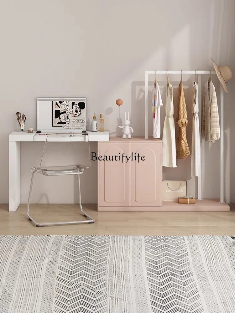 

Color-Block Dresser with Integrated Hanger, Multi-Functional Makeup Table, Customizable L