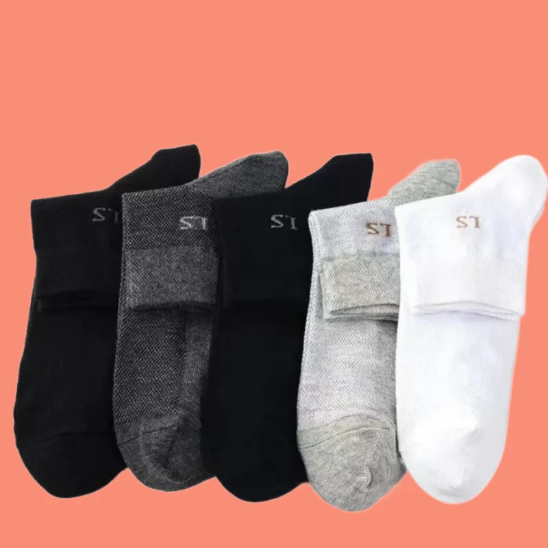 5/10 Pairs Men's Summer Breathable Mid-tube Thin Socks Moisture Wicking Socks Deodorant Short Socks Men's Summer Thin Socks