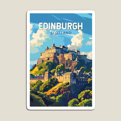 Edinburgh Scotland Travel Art Vintage Magnet Colorful Kids Cute for Fridge Organizer Holder Magnetic Refrigerator Funny