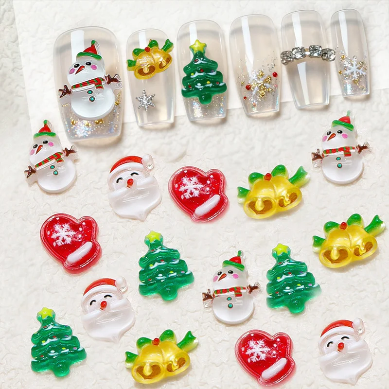 20 قطعة ثلاثية الأبعاد مختلط عيد الميلاد مسمار الفن السحر Kawaii شجرة عيد الميلاد سانتا كلوز الرنة قفازات مسمار أجزاء لتقوم بها بنفسك مسمار الديكور