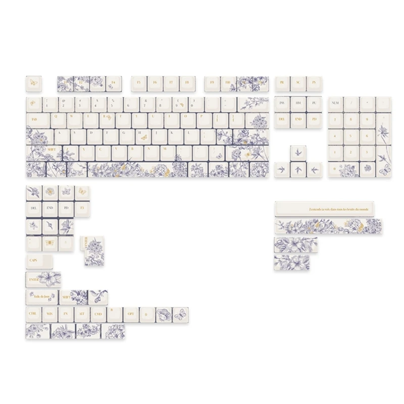 

Thick PBT Keycap Set French Embroidery Keycaps for 142Key Mechanical Keyboard