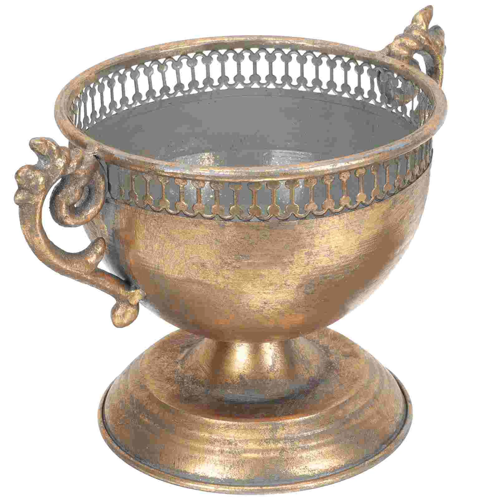 

Retro Decor Simulation Vase Flower Arrangement Bucket Metal Vases Vintage for Centerpieces Office